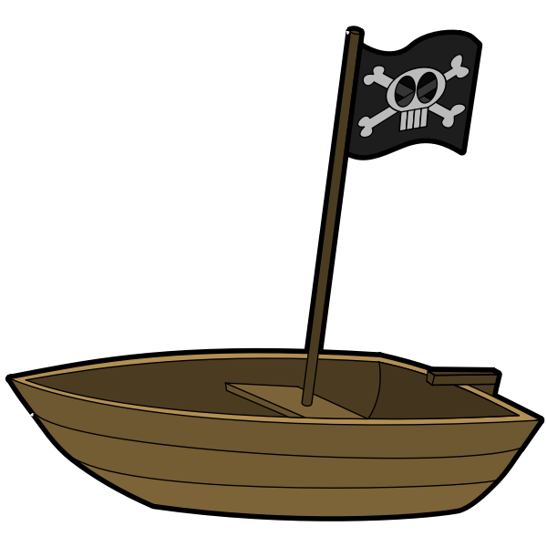SVG Vector image of single person pirate boat with a flag