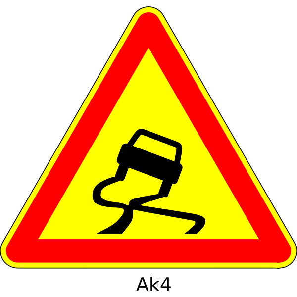 SVG Vector image of slippery road triangular temporary road sign
