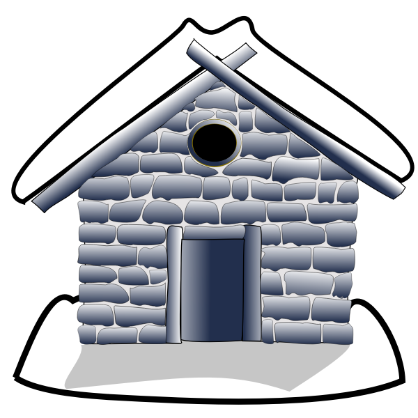SVG Vector image of small house under snow grayscale