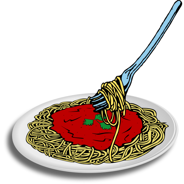 SVG Vector image of spaghetti on a plate with fork