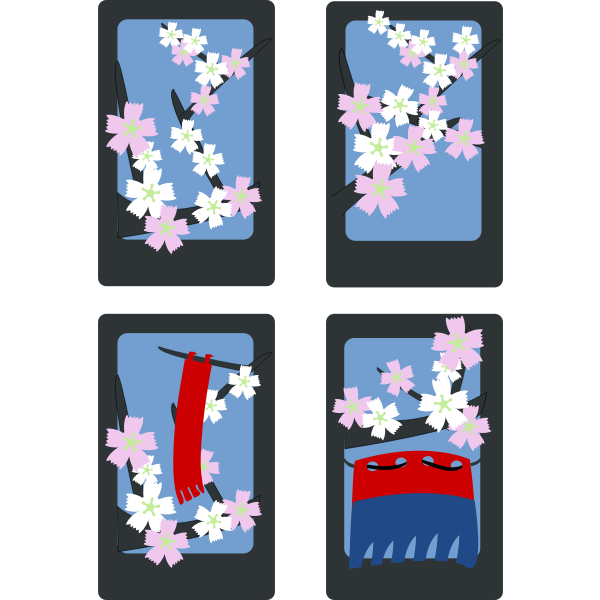 SVG Vector image of spring flowers idyll on four cards