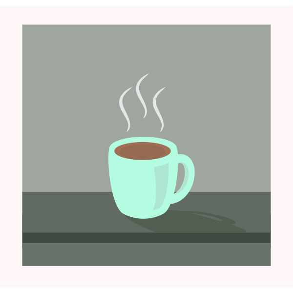 SVG Vector image of steamy coffee mug on grey table