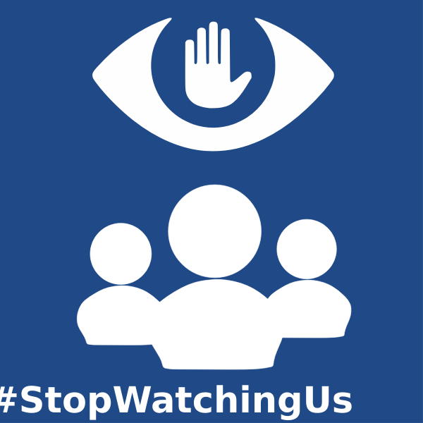 SVG Vector image of stop watching us sign