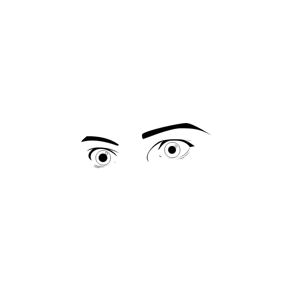 SVG Vector image of surprised human eyes look in black and white