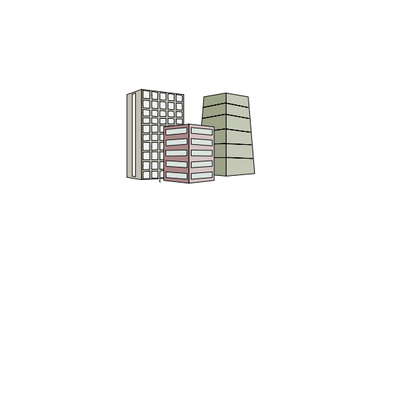 SVG Vector image of three high rise buildings
