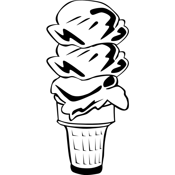 SVG Vector image of three ice cream scoops in a half-cone