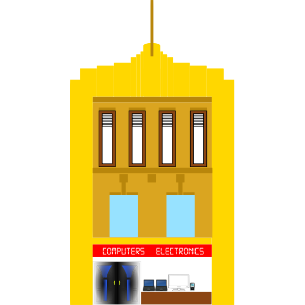 SVG Vector image of three-storey yellow building