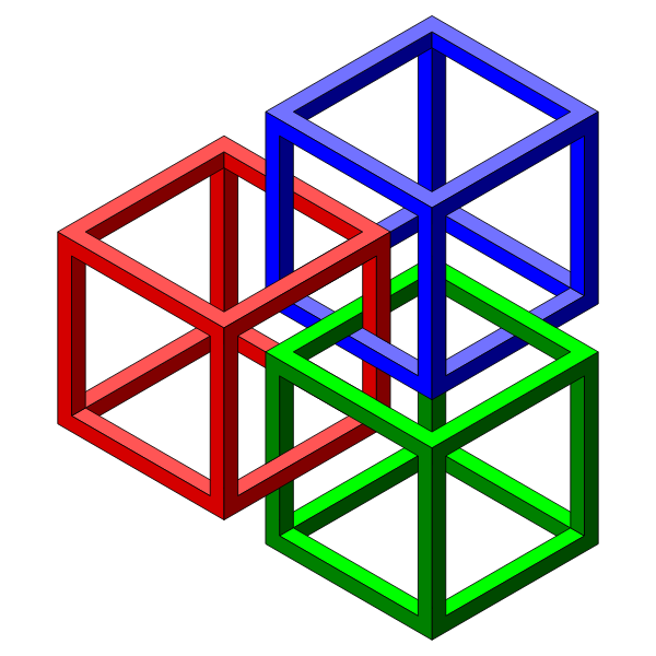 SVG Vector image of tied-up colorful cubes forming an optical illusion