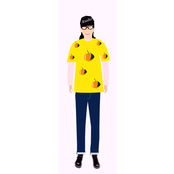 SVG Vector image of trendy girl in yellow t- shirt with orange pattern