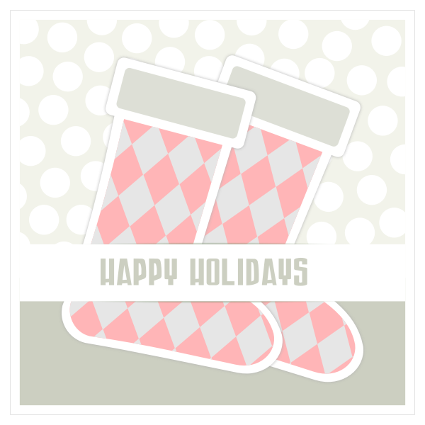 SVG Vector image of two Christmas stockings on a greeting card