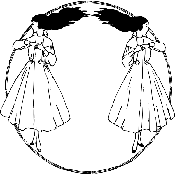 SVG Vector image of two girls in a circle