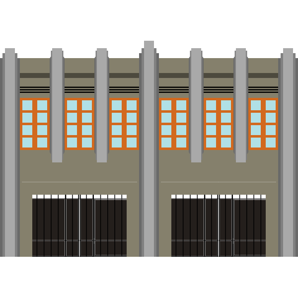 SVG Vector image of two-storey building