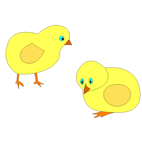 SVG Vector image of two yellow chicks roaming around