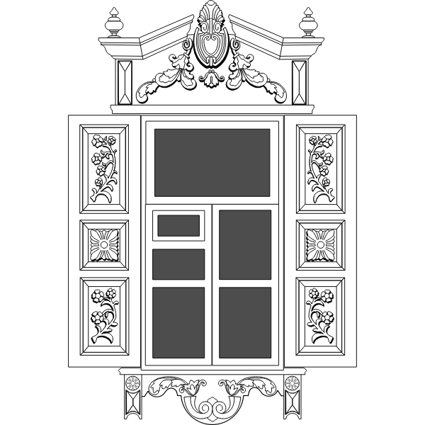 SVG Vector image of typical Siberian loghouse window