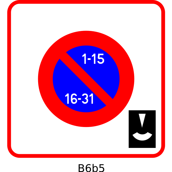 SVG Vector image of unilateral parking area alternating bi-monthly French road sign