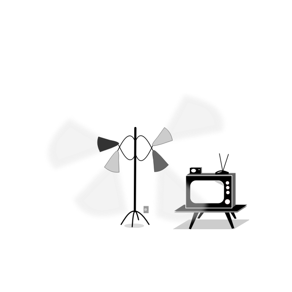 SVG Vector image of vintage TV and a lamp