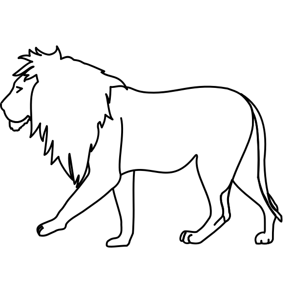 SVG Vector image of walking lion line art
