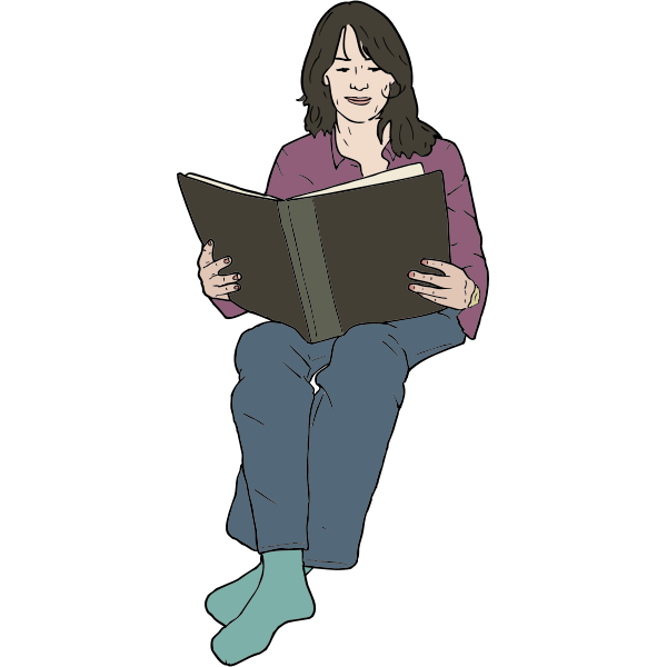 SVG Vector image of woman reading