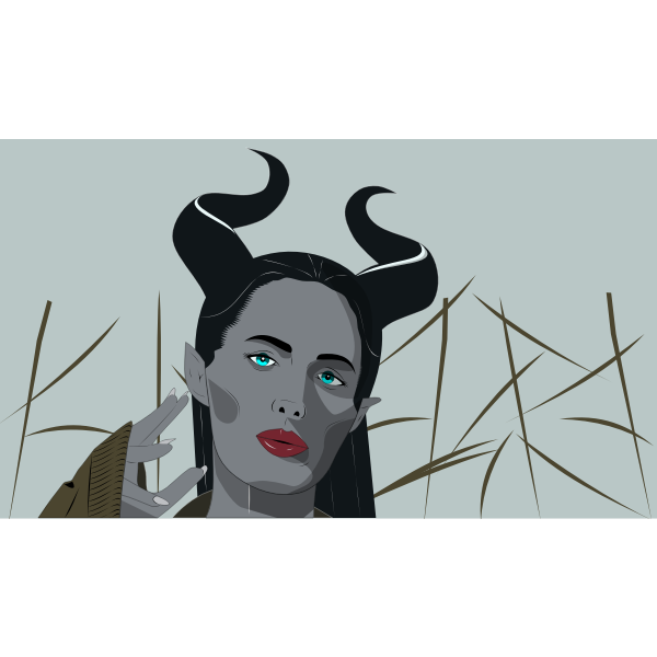SVG Vector image of woman with icy background
