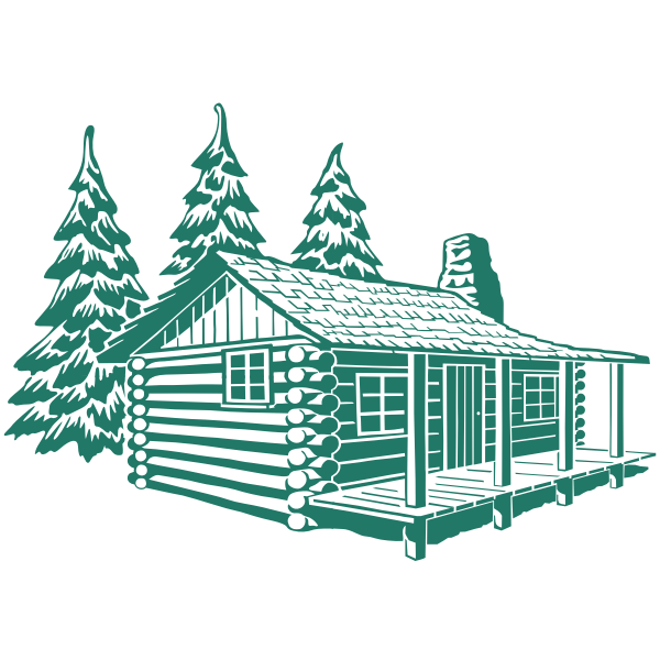 SVG Vector image of wooden cabin house in mountains