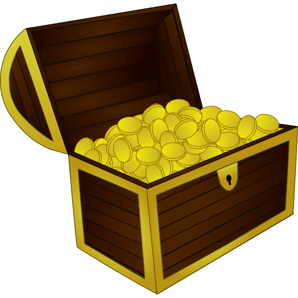 SVG Vector image of wooden treasure chest with gold frame