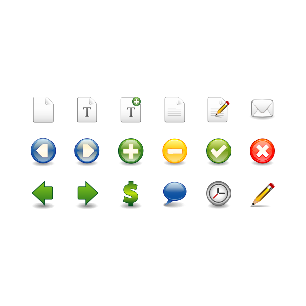 SVG Vector image of wordprocessing and spreadsheets icon set