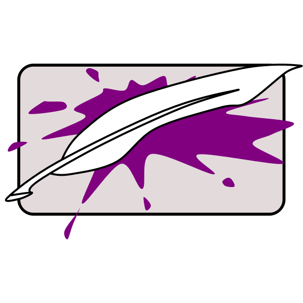 SVG Vector image of writing feather on a purple splash background