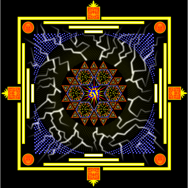 SVG Vector image of yellow blue and orange mandala design