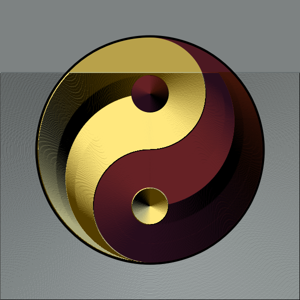 SVG Vector image of ying yang sign in gradual gold and red color