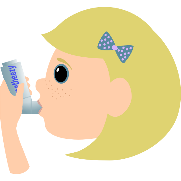 SVG Vector image of young girl using asthma spray