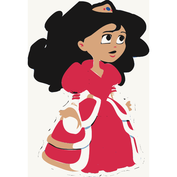 SVG Vector image of young princess in red dress