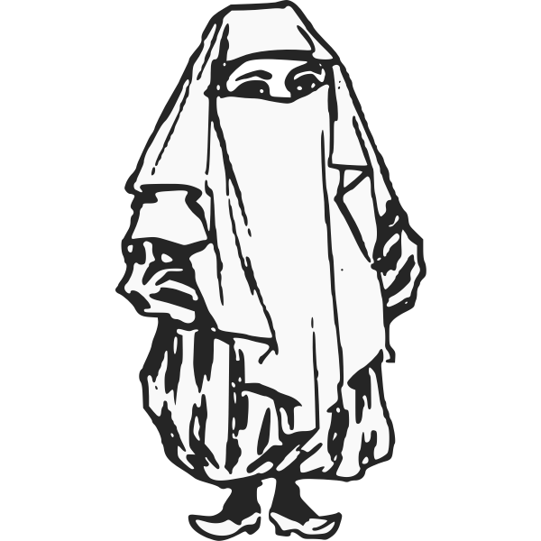 SVG Veiled woman in black and white