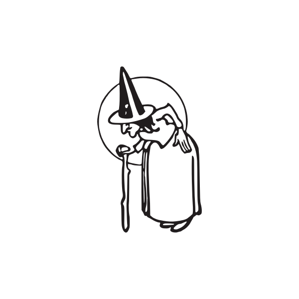 SVG Very old witch with stick vector clip art