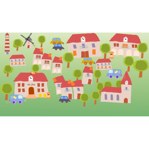 SVG Village cartoon art