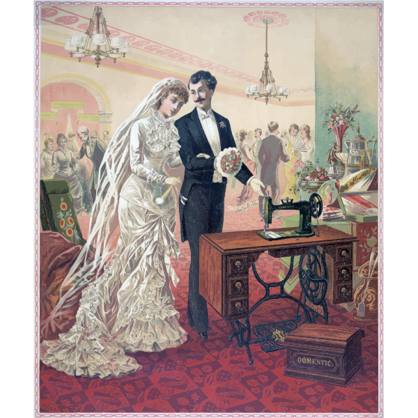 SVG Vintage bride and groom illustration