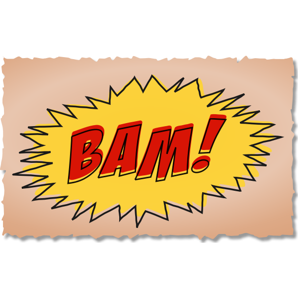 SVG Vintage comic BAM sound effect on brown background