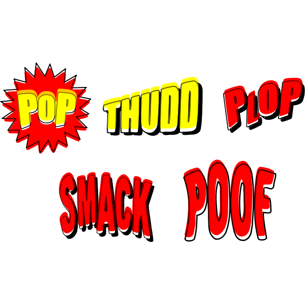SVG Vintage comic book sound selection signs vector clip art