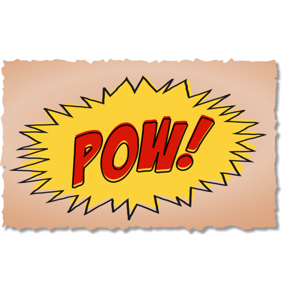 SVG Vintage comic POW sound effect on brown background