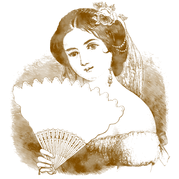 SVG Vintage lady with a fan