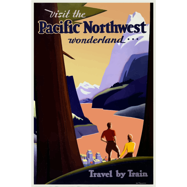 SVG Vintage poster promoting railway