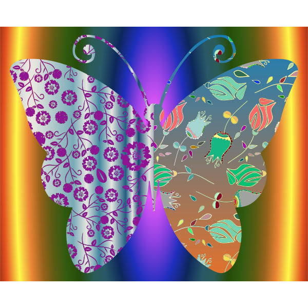 SVG Vintage Style Floral Butterfly With Background