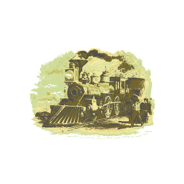 SVG Vintage train with people