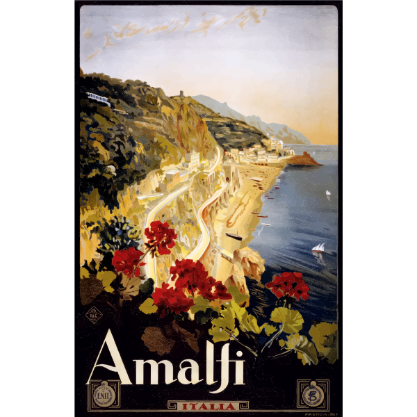 SVG Vintage travel poster Amalfi vector illustration