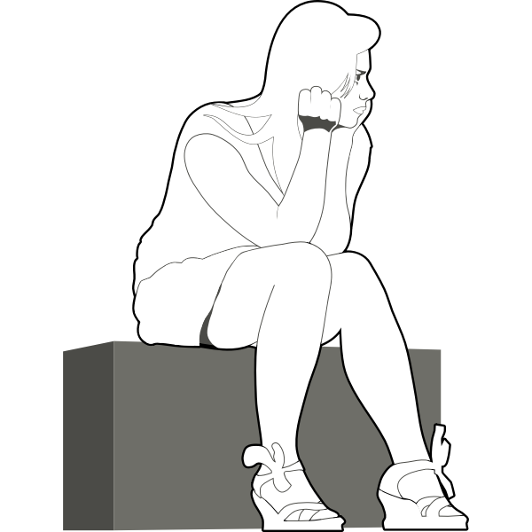 SVG Waiting girl vector sketch