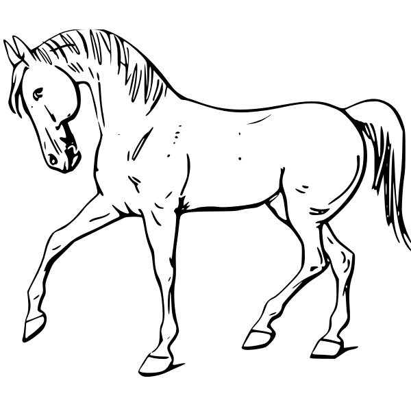 SVG Walking horse line art vector drawing