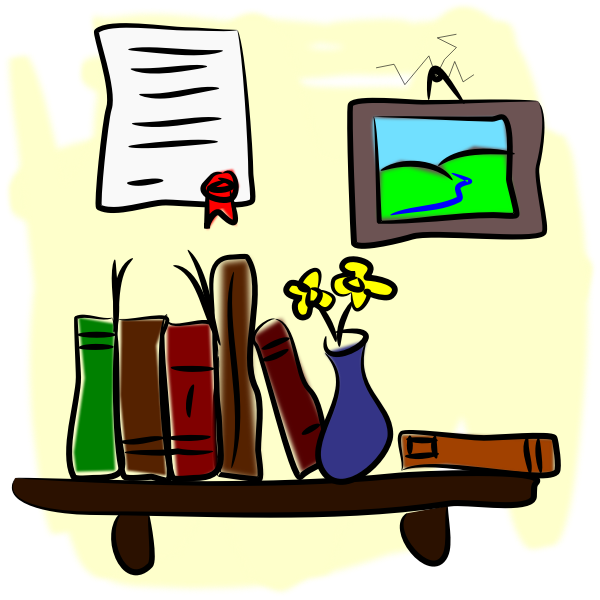 SVG Wall with bookshelf