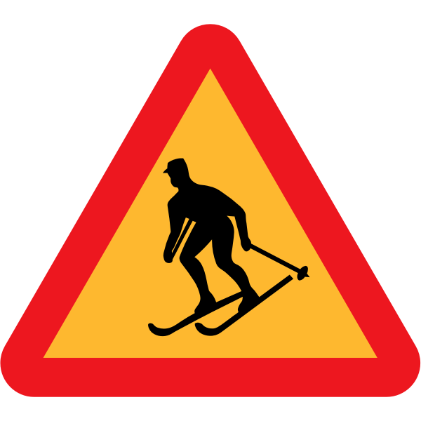 SVG Warning sign ski racer vector graphics