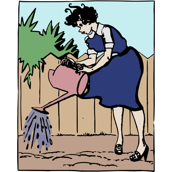 SVG Watering her garden