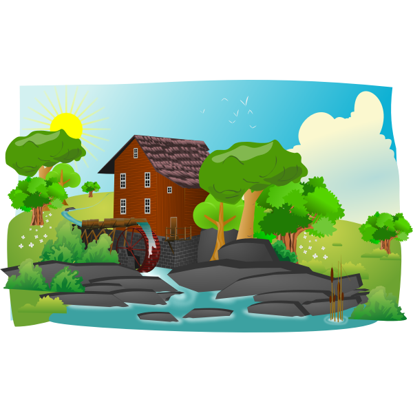 SVG Watermill in lanscape
