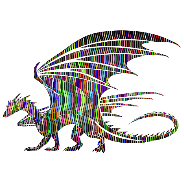 SVG Wavy Prismatic Pattern Dragon Silhouette